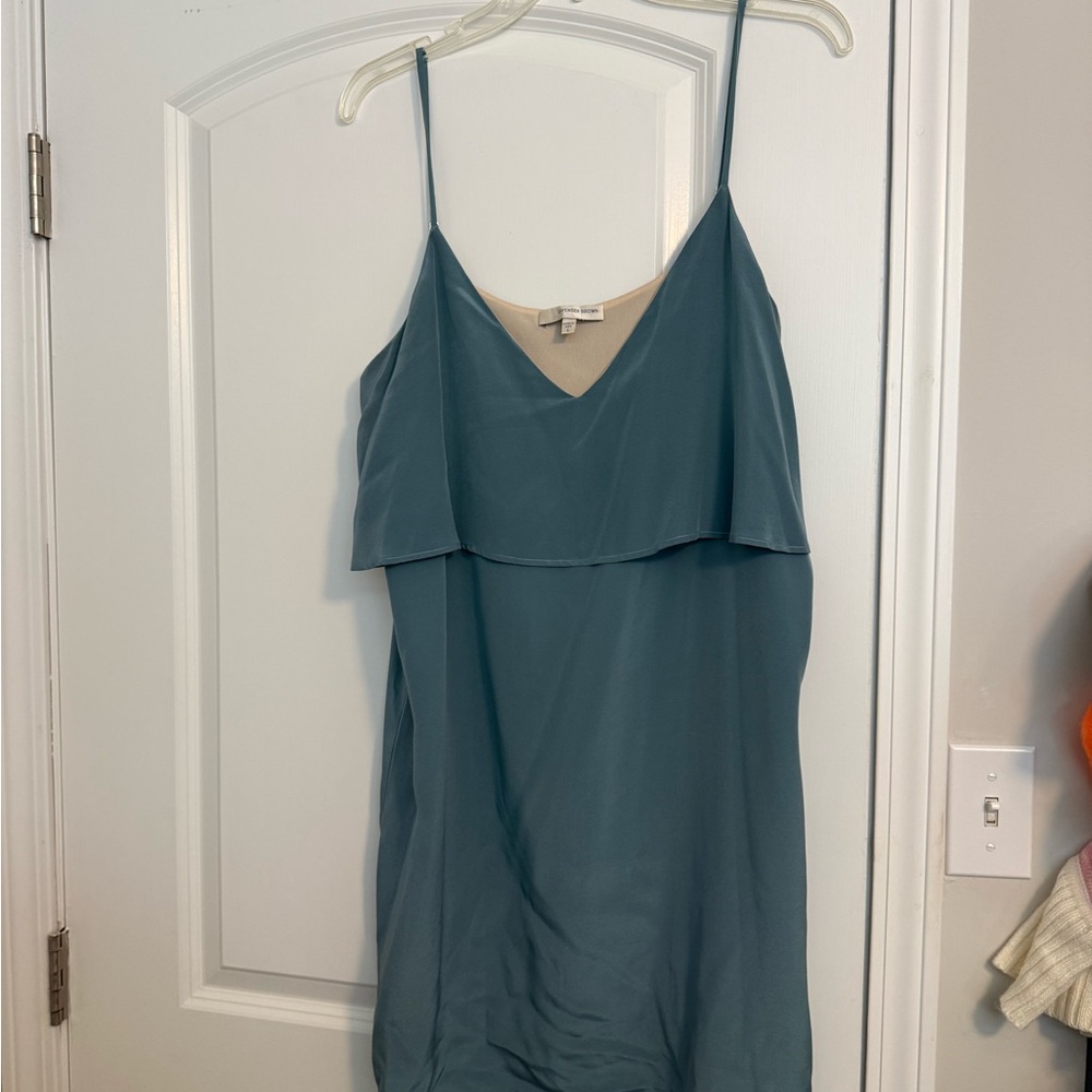 Lavender Brown Teal Silk Dress